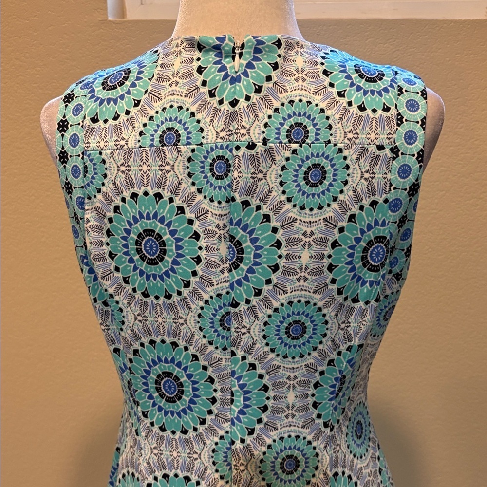 Liz Claiborne Teal and Navy Geometric Midi Dress-Size 10 - Picture 7 of 13